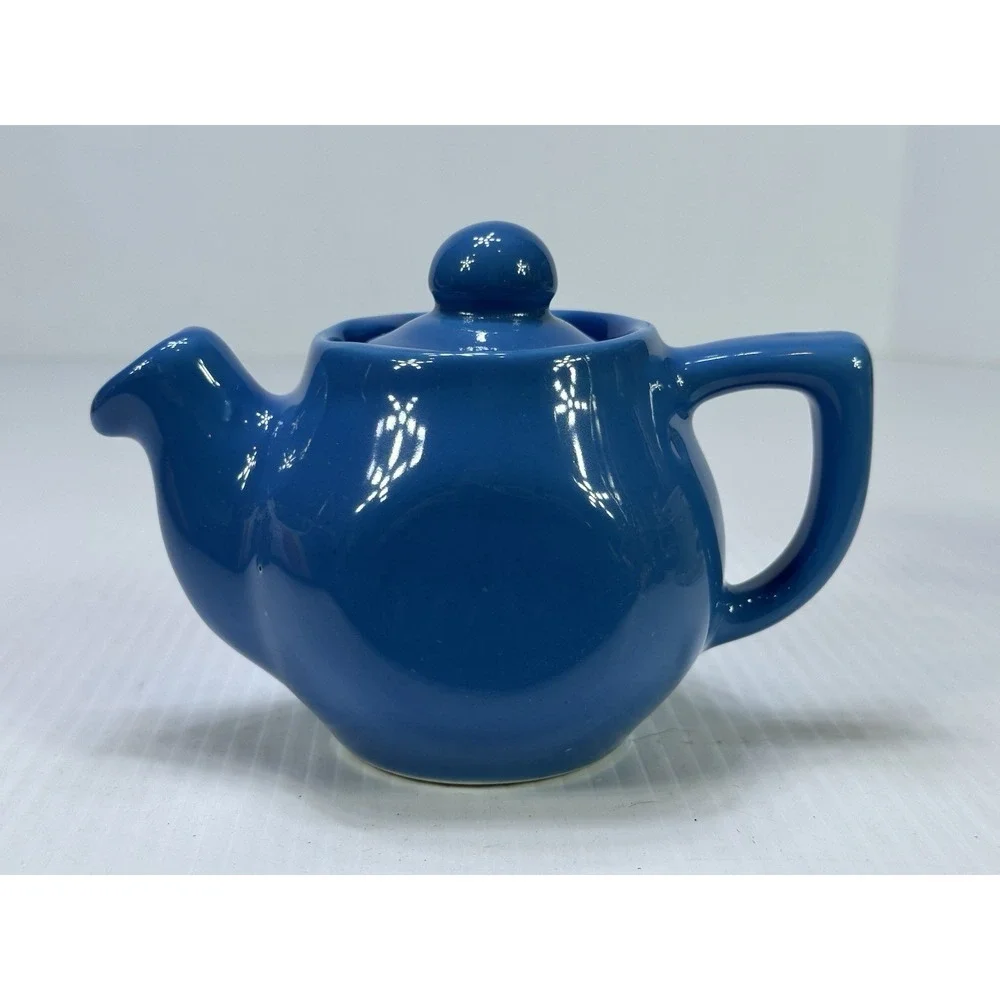 Vintage HF Coors China 161 Chefsware Teapot MCM Blue Inglewood CA USA Small